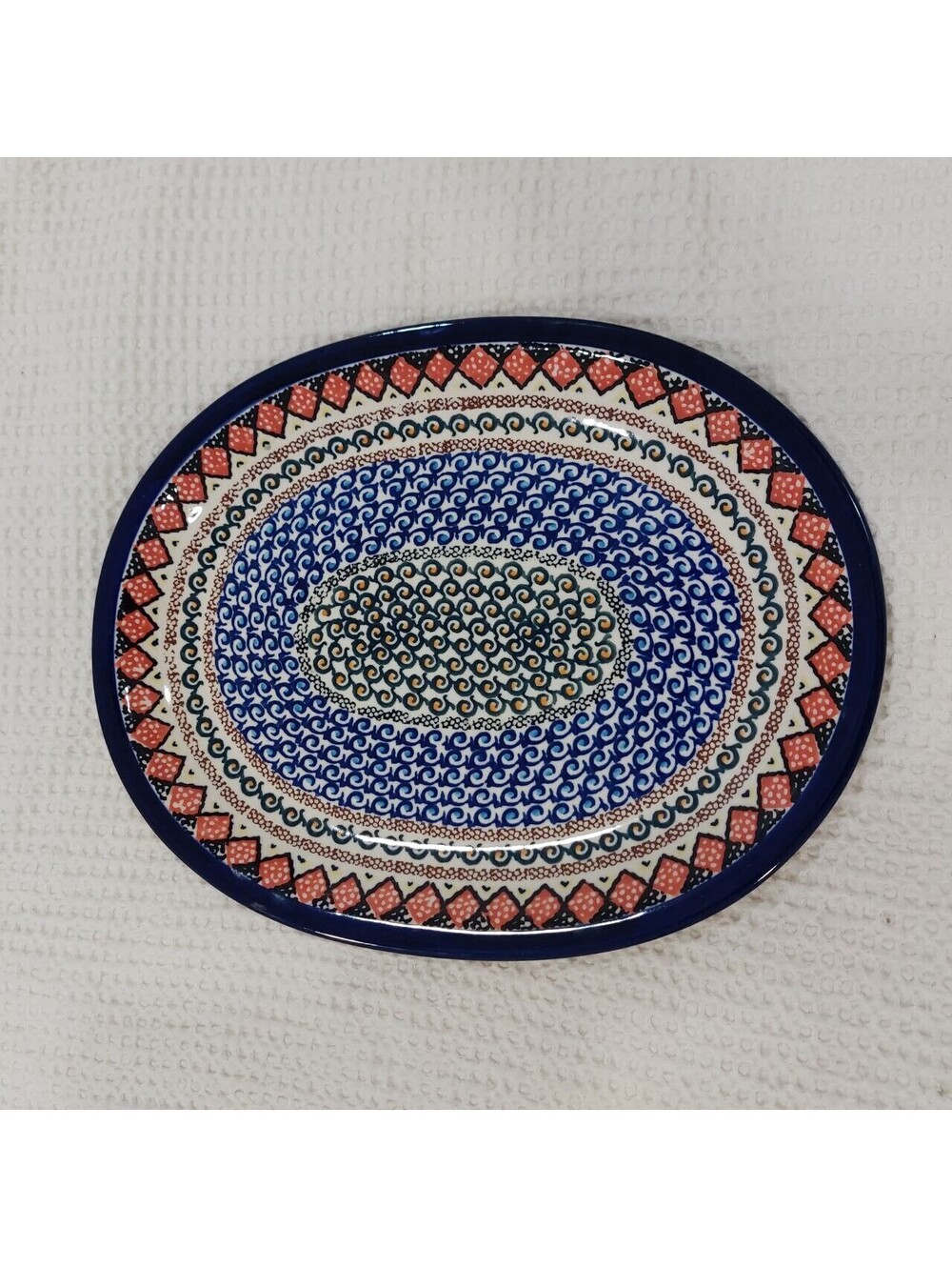 Polish Pottery 14" long Oval Platter by Zaklady Boleslawiec in Unikat Pattern